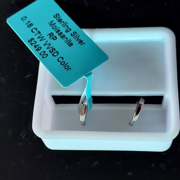 Ss Moissanite Elegant Silver Crystal Hoop Earrings #33 - Picture 2 of 2